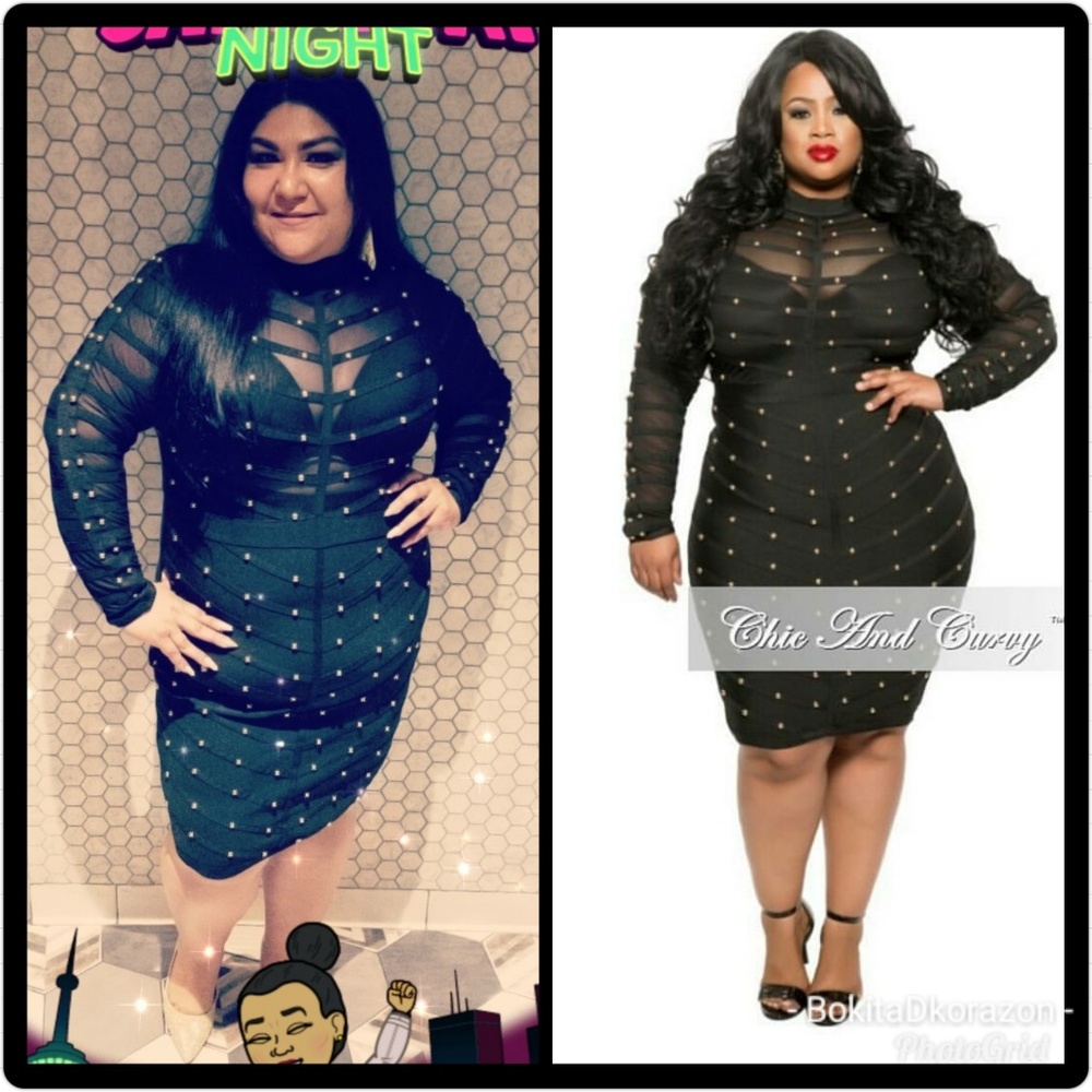 Plus Size Studded Bandage Dress